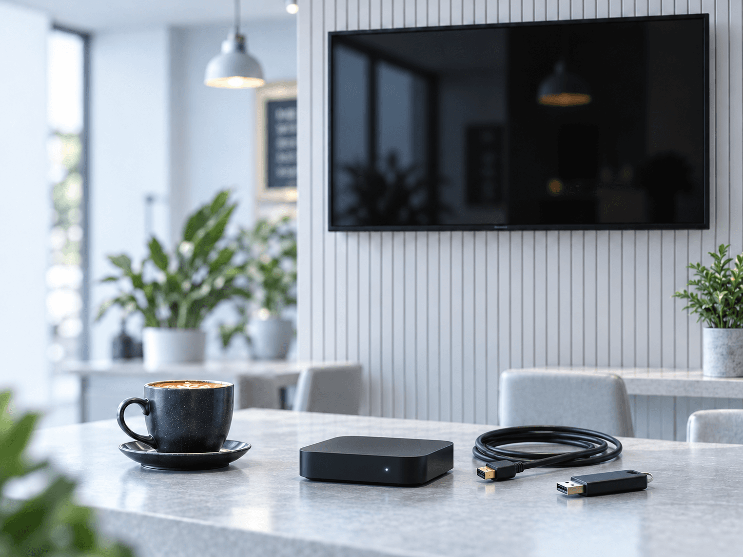 Television with separate media player and USB drive.