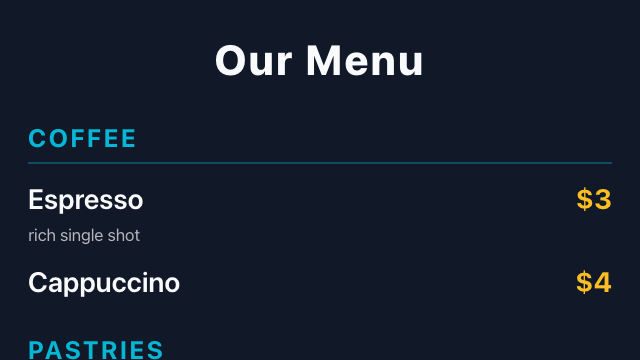Smart Menu Board — Demo · example content