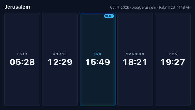 Prayer Times — Demo · example content