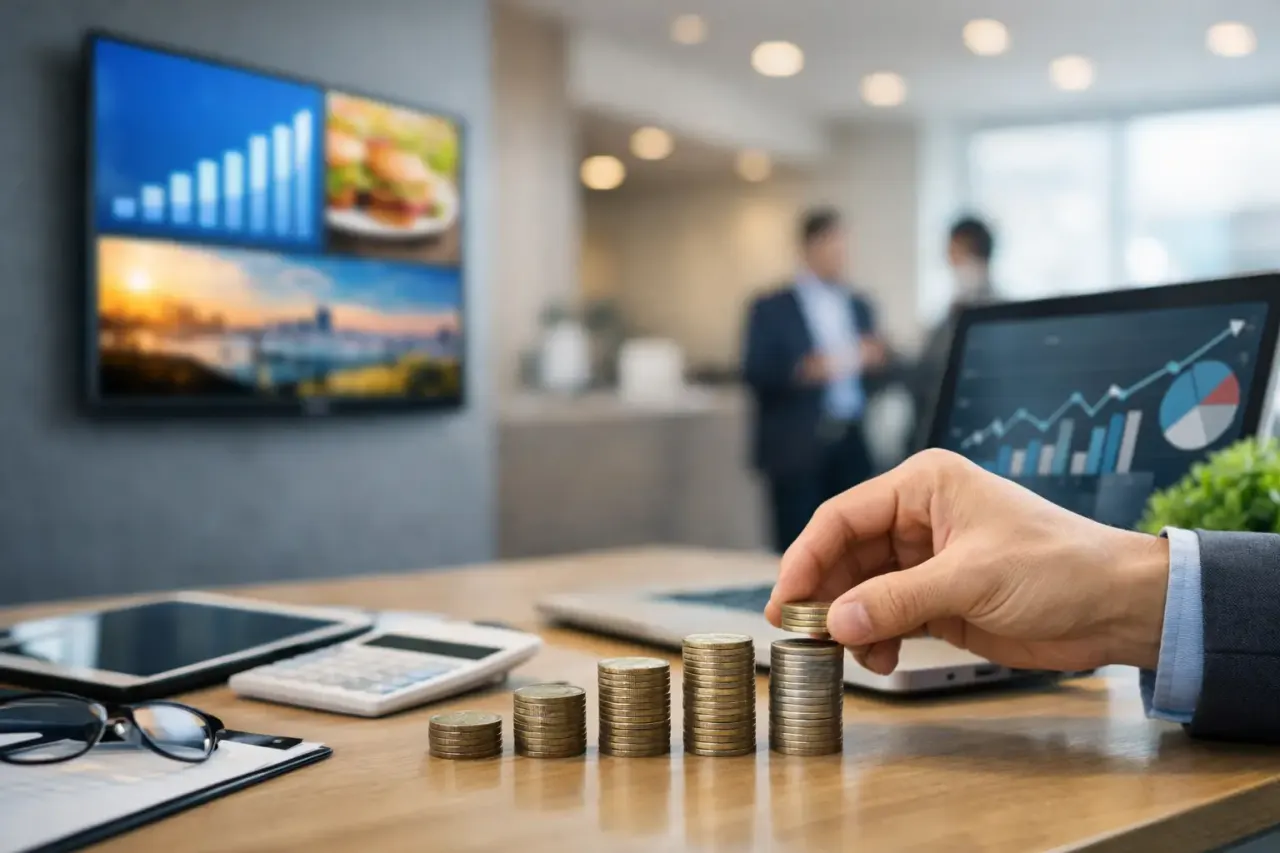 Digital signage replacing printed posters to save business costs