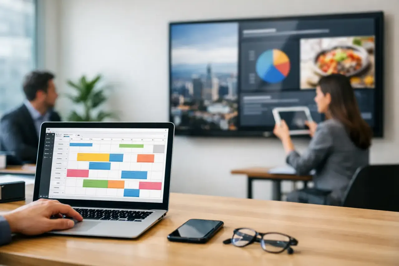 Digital signage scheduling software calendar planning screen content