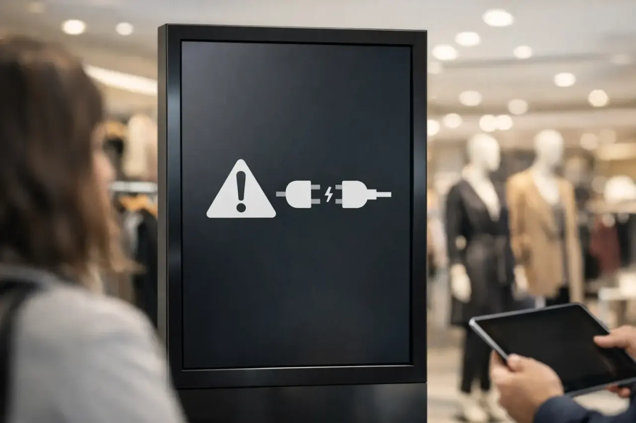 Digital signage screen continuing playback offline during an internet outage