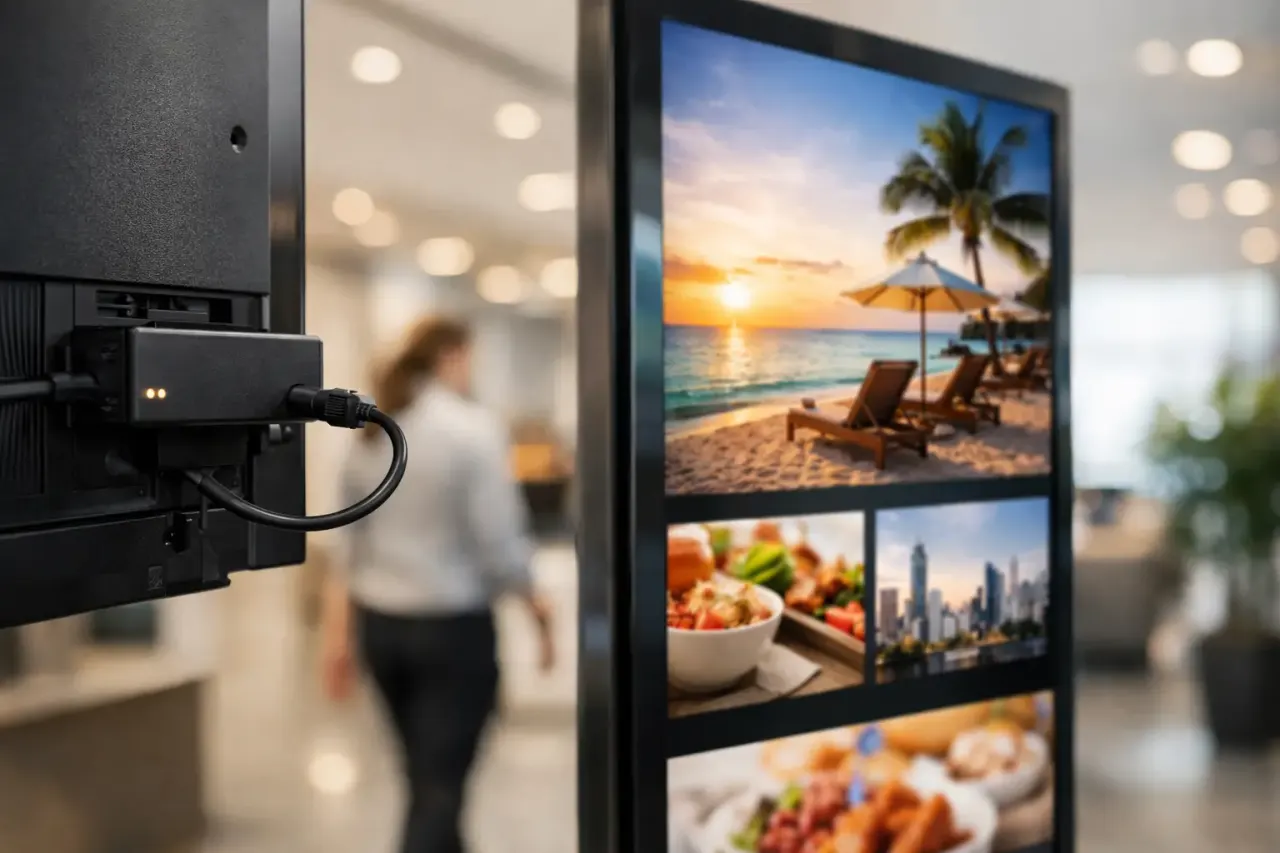 Offline playback keeping a business digital sign running without internet