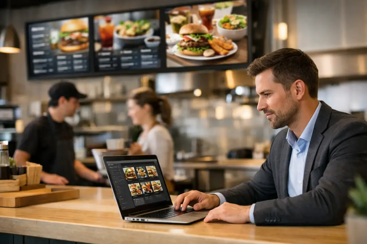 Restaurant menu screens updated instantly with menu screen software