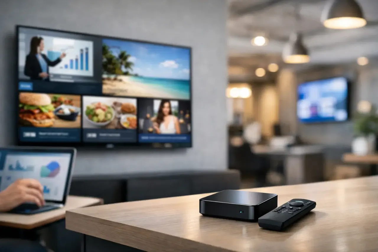 Smart TV running digital signage software in a business