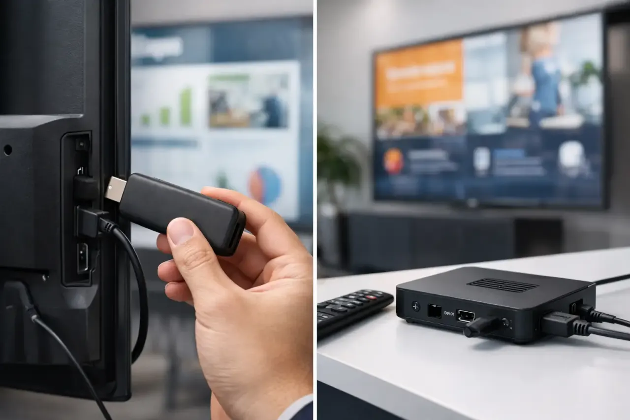 Streaming stick compared with a digital signage media player